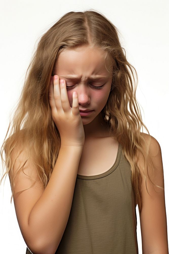 Young british girl crying adult pain. AI generated Image by rawpixel.