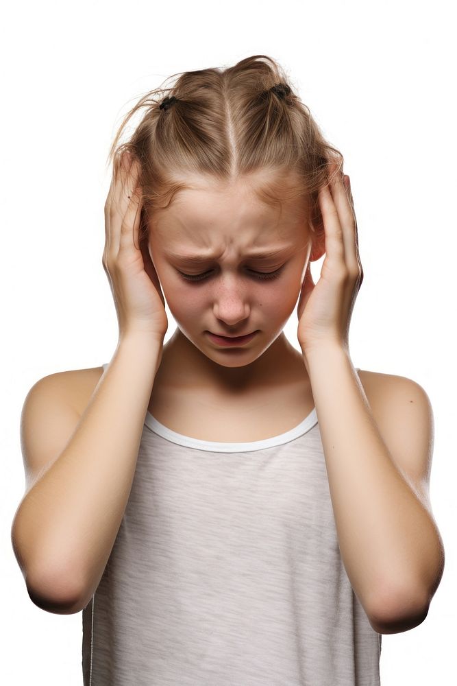Young british girl crying pain head. AI generated Image by rawpixel.