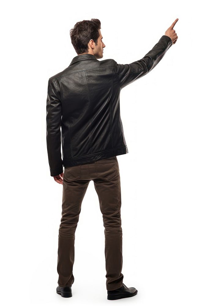 Young british man standing jacket sleeve.