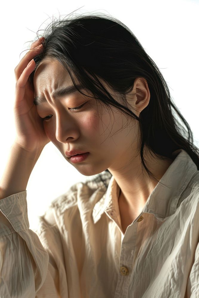 Young chinese woman crying adult pain. AI generated Image by rawpixel.