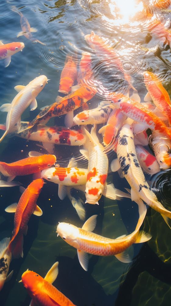  Summer fish koi outdoors. AI generated Image by rawpixel.