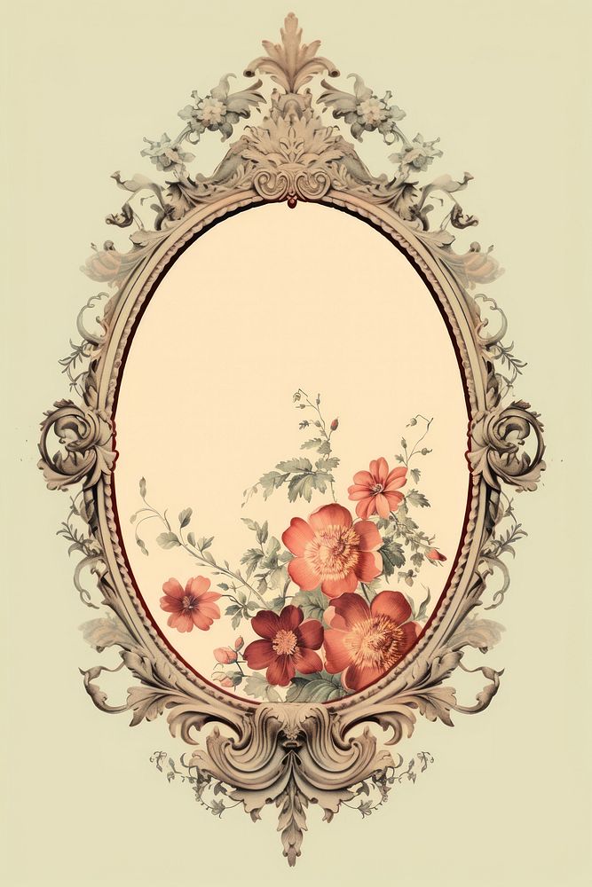 Painting pattern flower frame. AI generated Image by rawpixel.