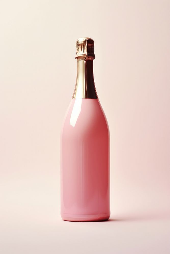 Champagne bottle glass drink pink.