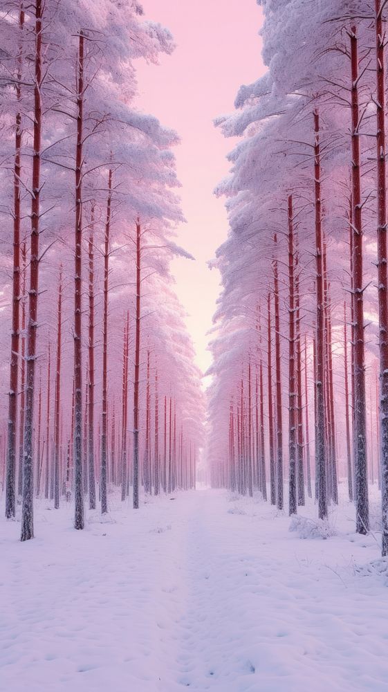  Snow pine forest landscape outdoors woodland. AI generated Image by rawpixel.