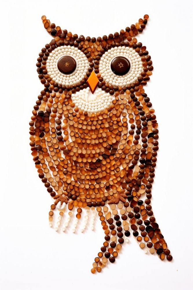  Owl bead art white background. AI generated Image by rawpixel.
