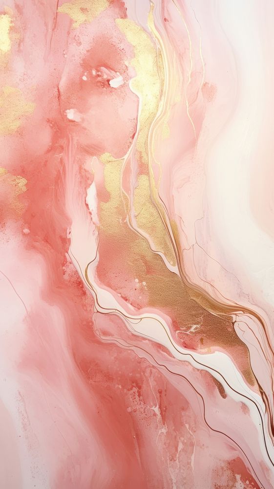 Rose gold abstract painting art.