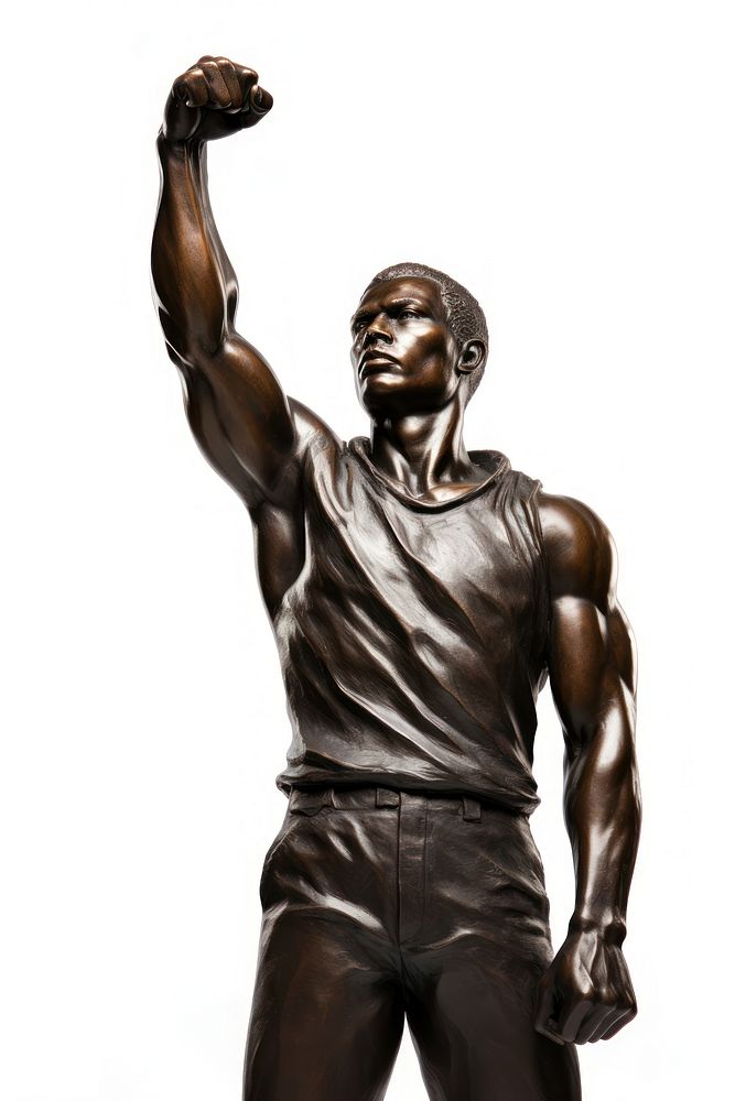 Greek sculpture raising fist statue bronze adult.
