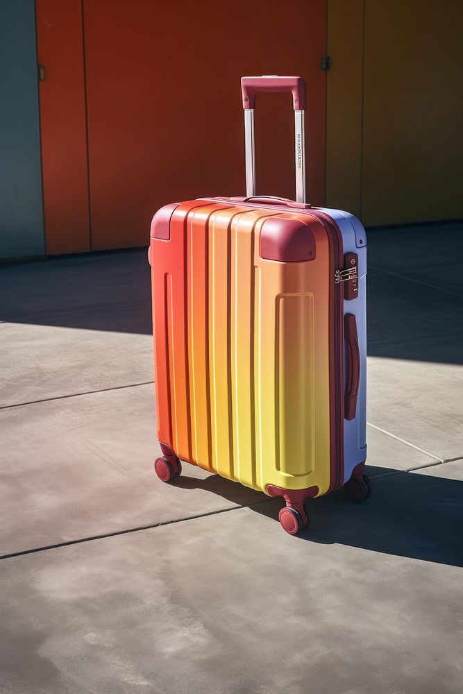 Colorful luggage suitcase architecture sunlight.