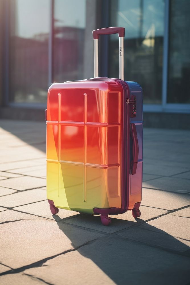 Colorful luggage suitcase architecture refrigerator.