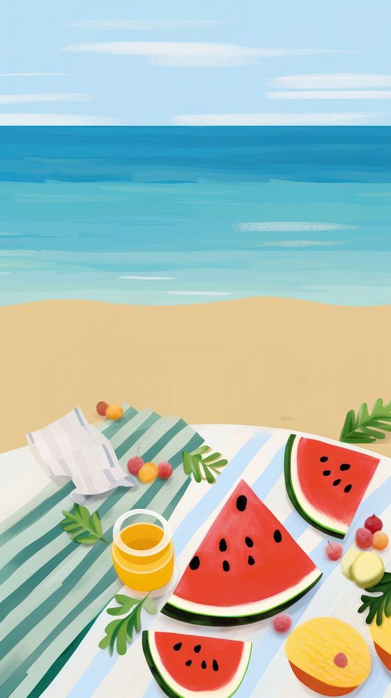  Summer plant beach fruit. AI generated Image by rawpixel.