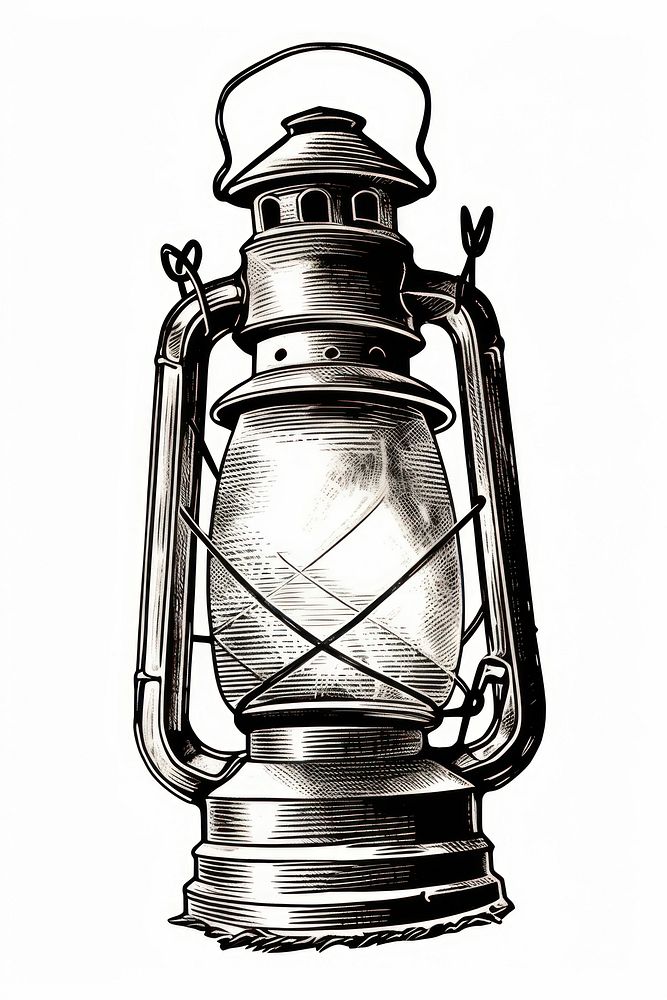 Vintage lantern drawing sketch lamp.