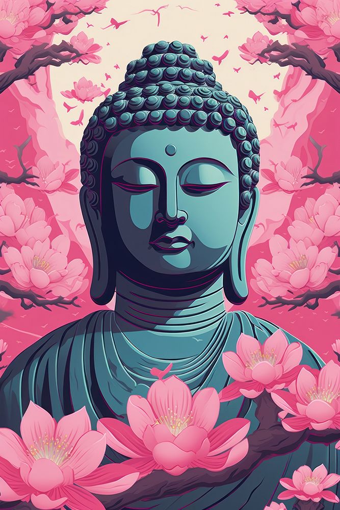 Buddha art flower plant. AI generated Image by rawpixel.