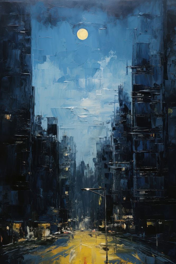 City painting night outdoors. AI generated Image by rawpixel.
