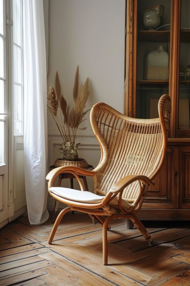 Rattan chair accent chair wood furniture hardwood.