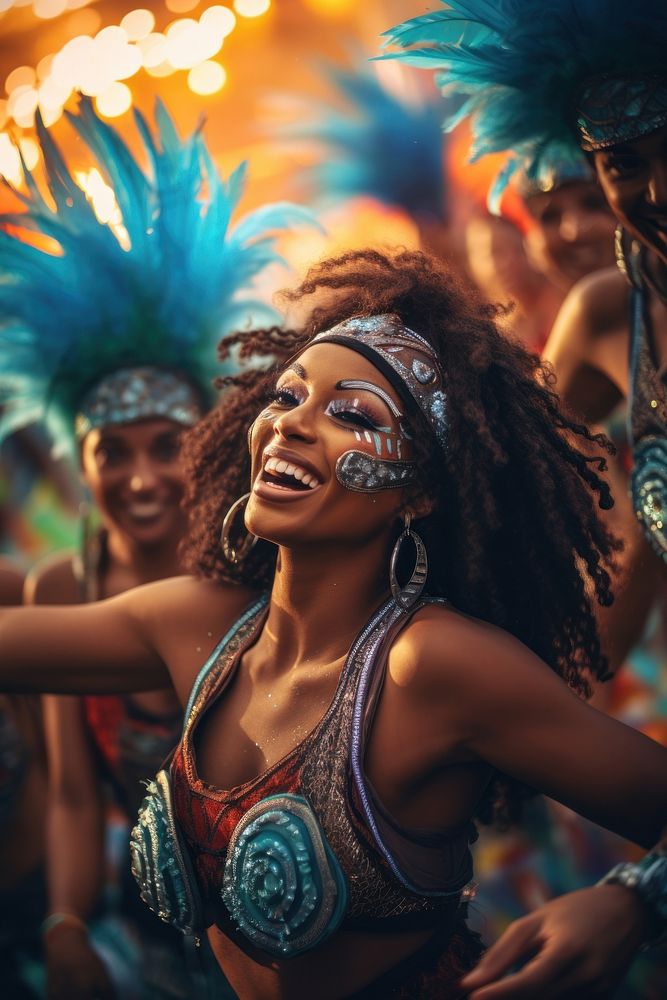 Brazillian carnival smiling adult representation.