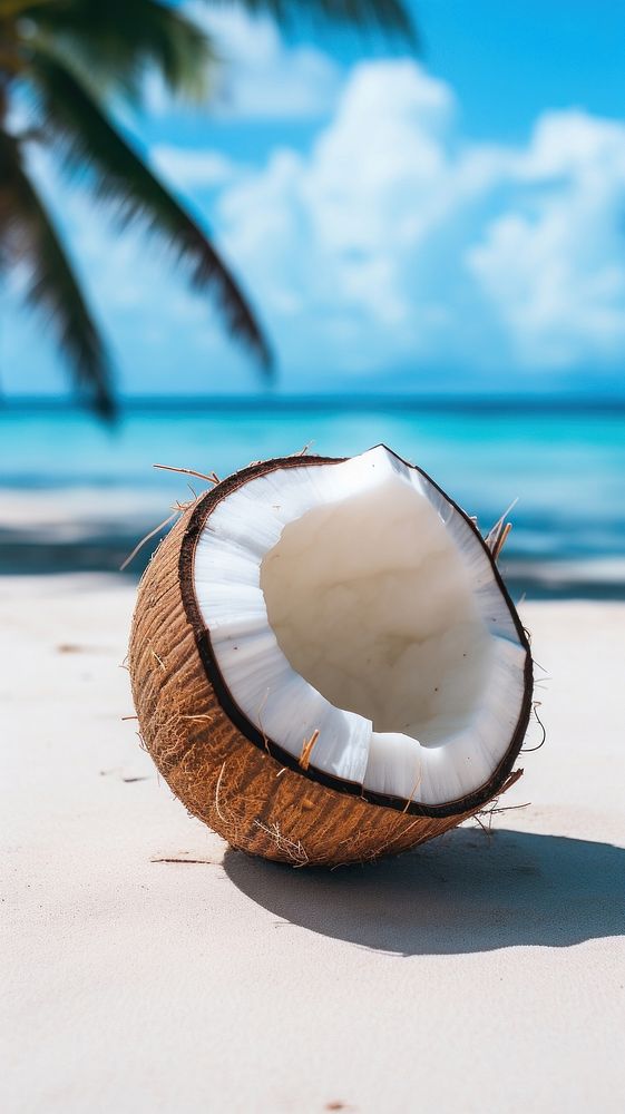  Summer coconut plant sand. AI generated Image by rawpixel.