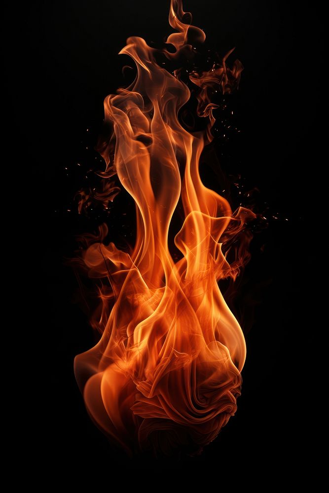 Flame effect bonfire black background creativity.
