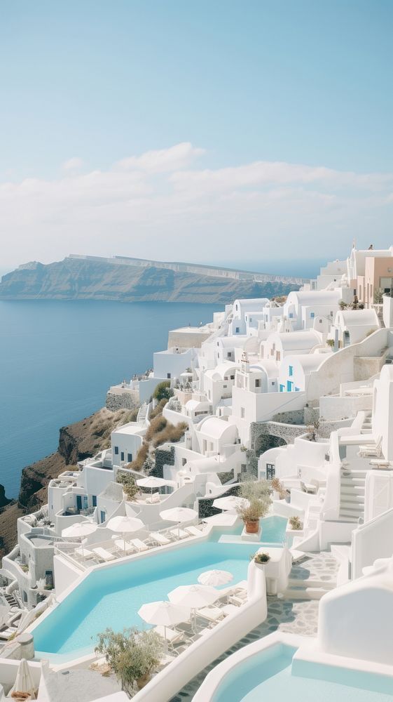  Summer santorini sea architecture. AI generated Image by rawpixel.