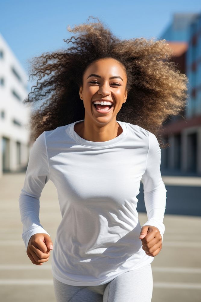 Running laughing smiling smile. AI generated Image by rawpixel.
