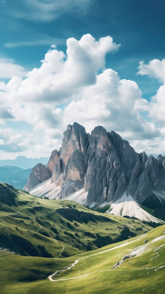  Summer mountain landscape panoramic. AI generated Image by rawpixel.