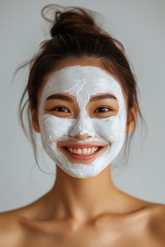 South east asian woman with a face mask portrait photography smiling.