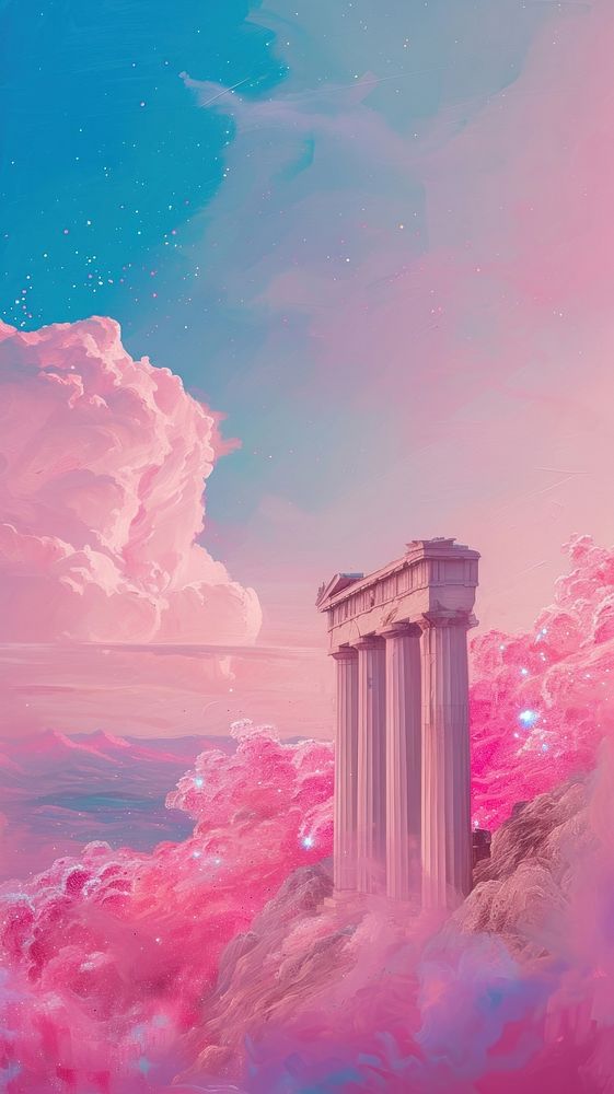 Architecture painting temple sky.