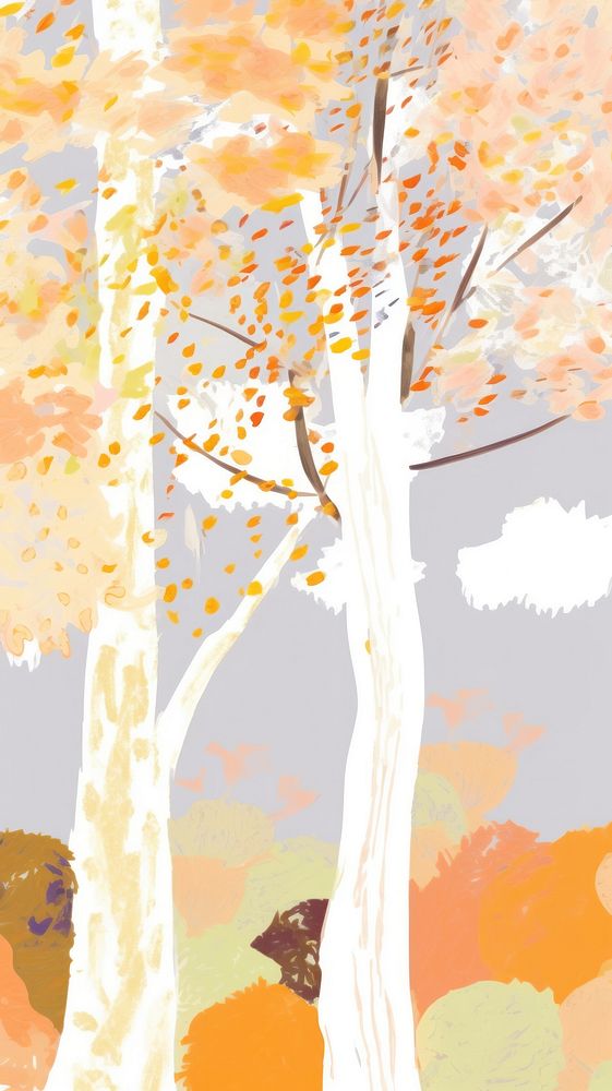 Fall trees wallpaper painting plant art.