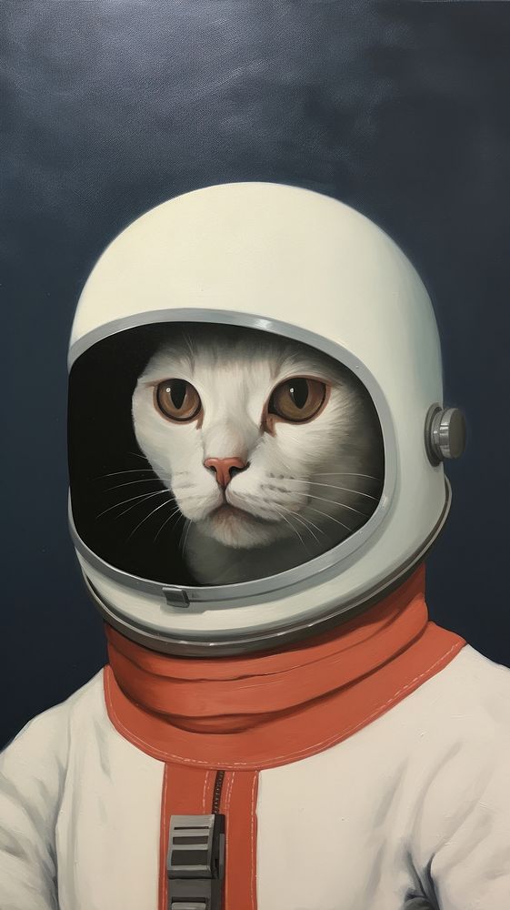 Minimal space cat astronaunt astronaut animal mammal.