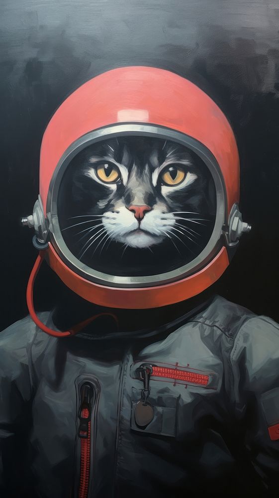 Minimal space cat astronaunt animal mammal representation.
