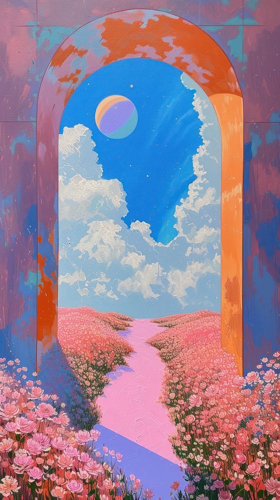 Painting flower arch architecture. Free Photo Illustration rawpixel