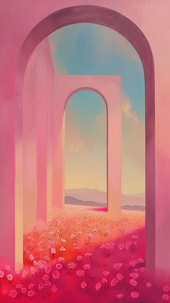 Painting flower arch architecture.