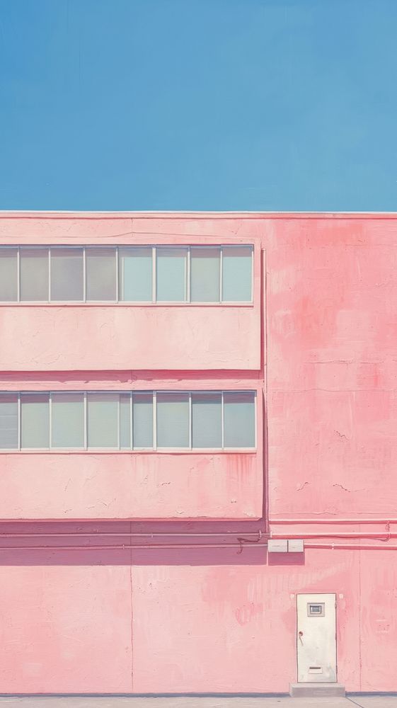 Minimal space brutalist pastel facade architecture building outdoors.
