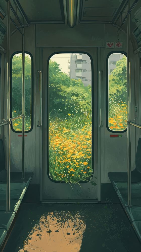 Train vehicle flower subway.