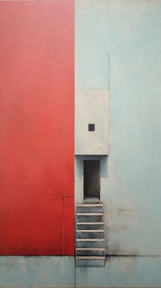 Minimal space paris architecture staircase painting.