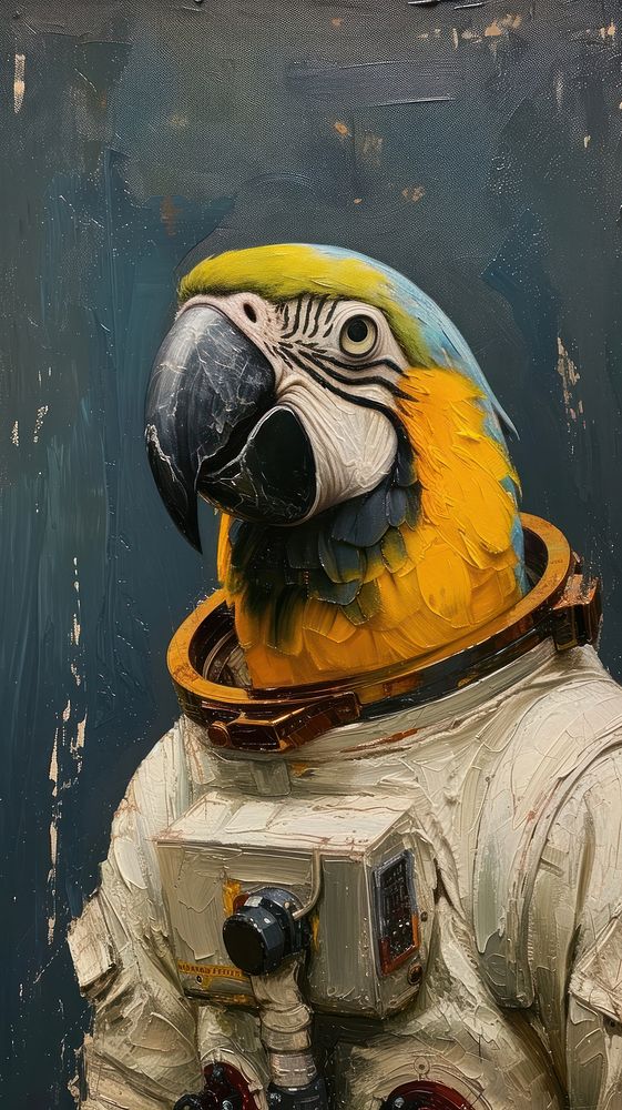 Parrot astronaut animal bird.