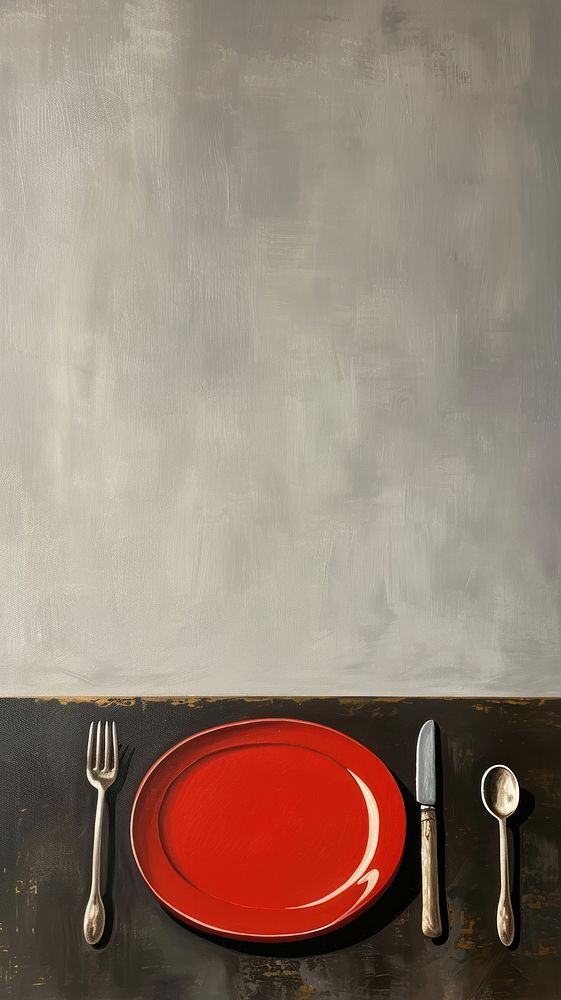 Minimal space retro american dinner spoon plate fork.