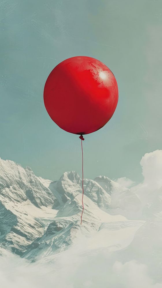 Balloon mountain snow red.