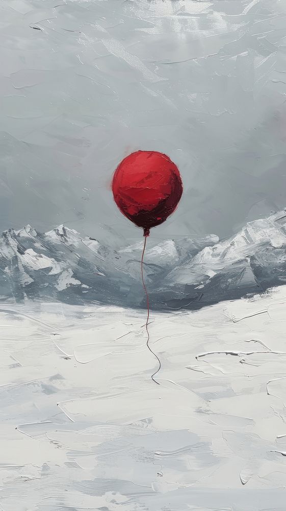 Balloon outdoors snow red.