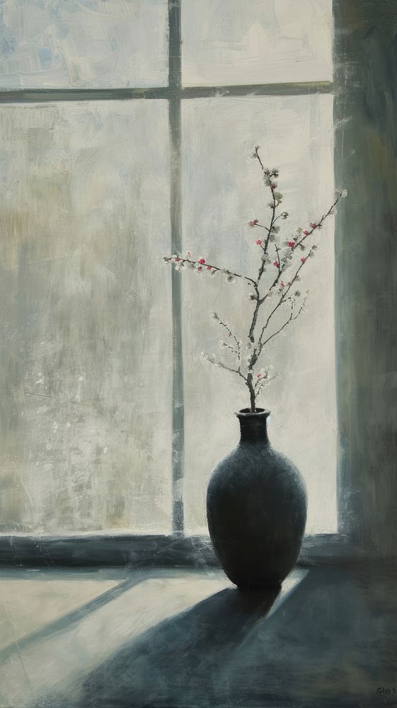 Painting window flower vase.
