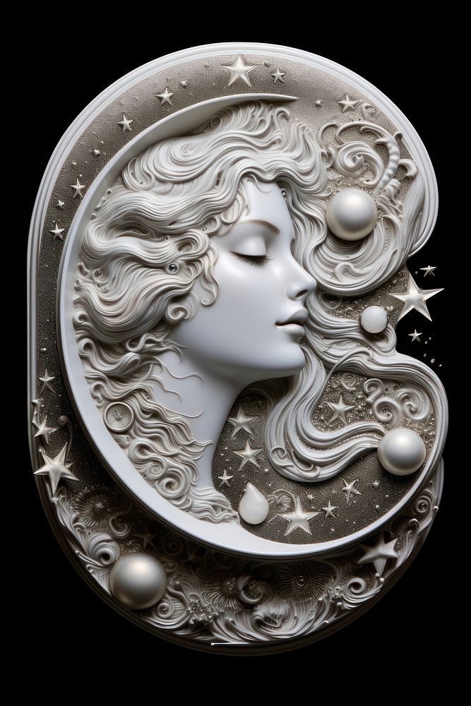 Nouveau art of the moon frame jewelry white representation.