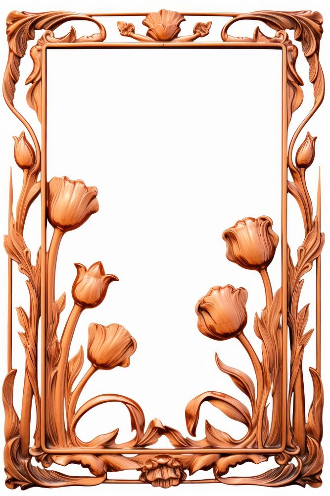 Nouveau art of tulips frame flower white background chandelier.