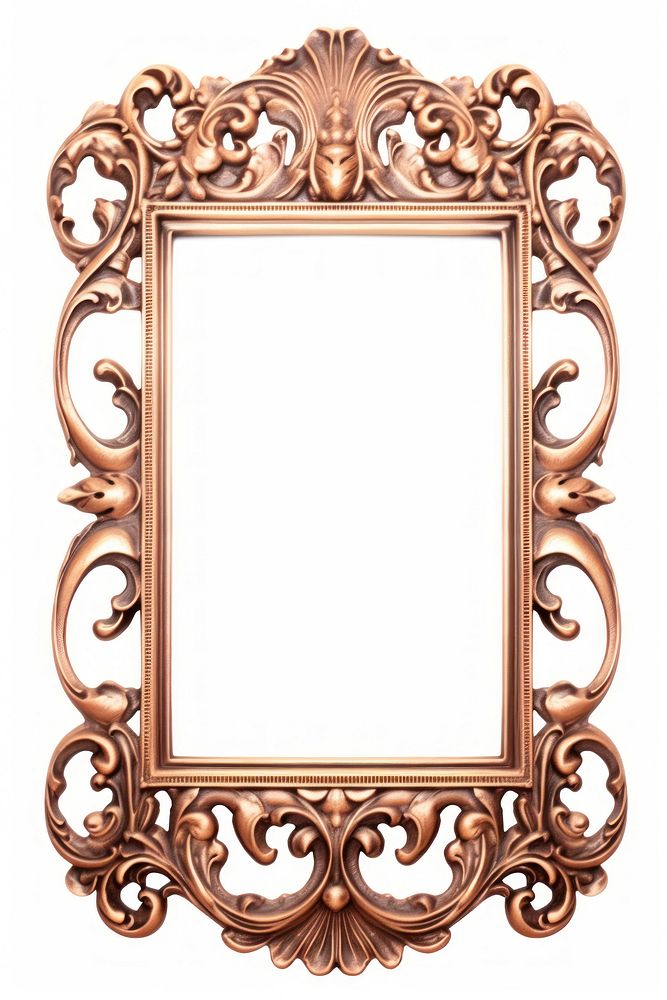 Nouveau art of arch frame mirror photo white background.