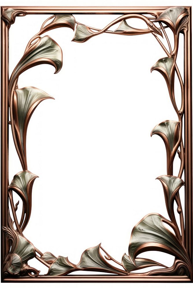 Nouveau art of calla lily frame pattern white background rectangle.