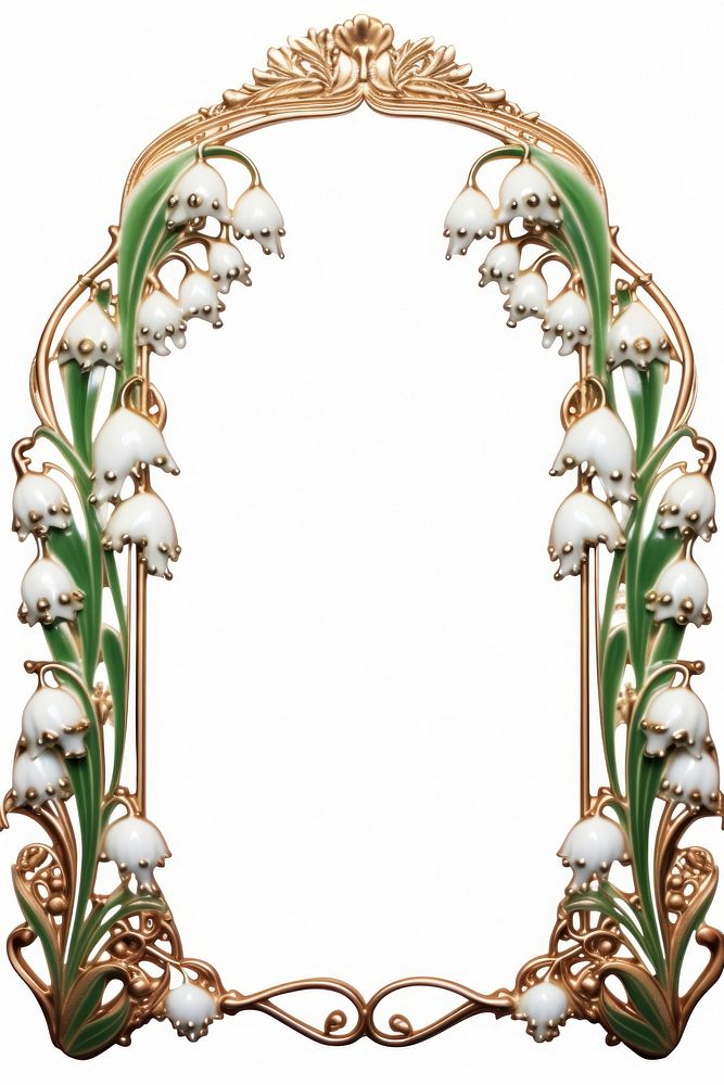 Nouveau art of lily of the valley frame architecture jewelry flower.