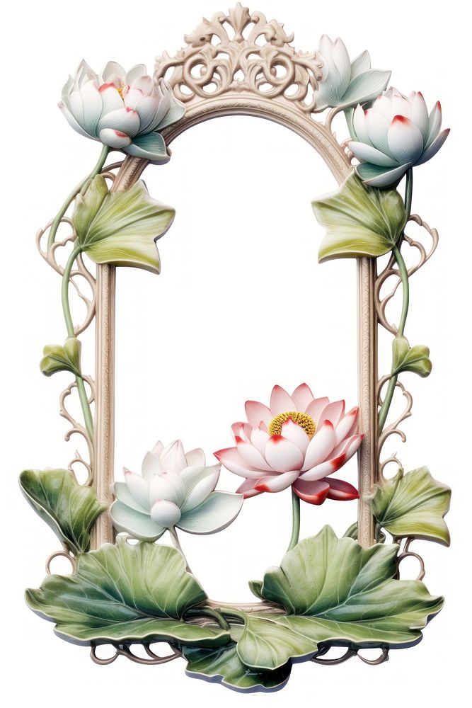 Nouveau art of lotus frame flower porcelain plant.