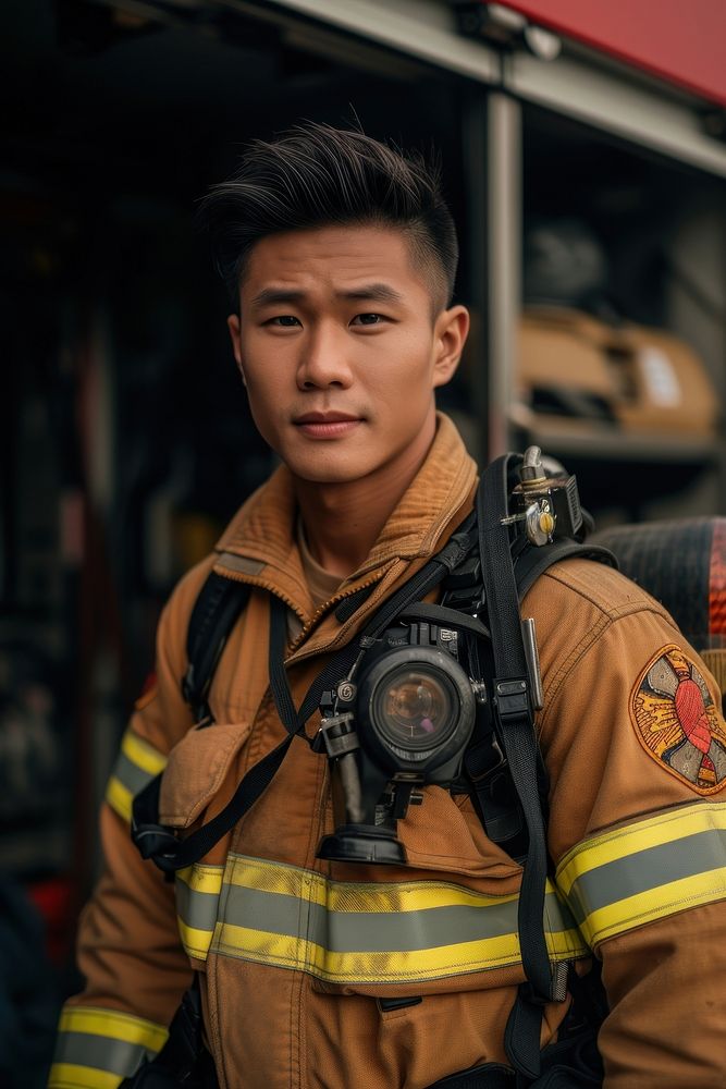 Singaporean man firefighter adult architecture protection.