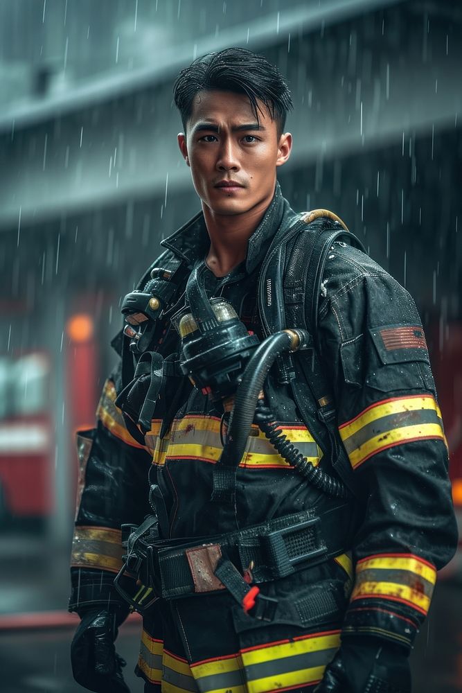 Singaporean man firefighter adult architecture protection.