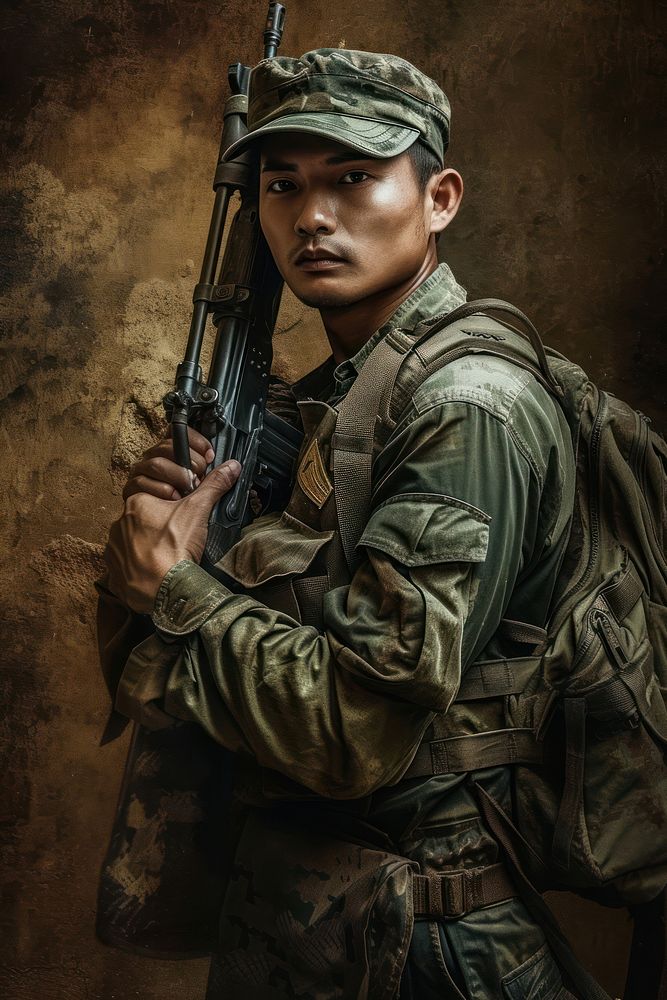 Thai man soldier military weapon army.