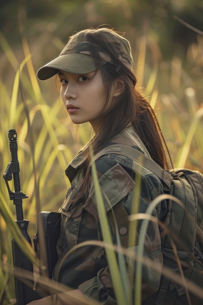 Thai woman soldier military nature army.