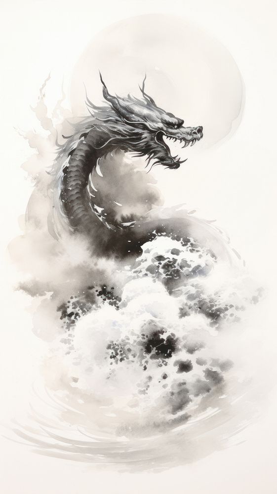 Chinese dragon with cloud creativity cartoon drawing.